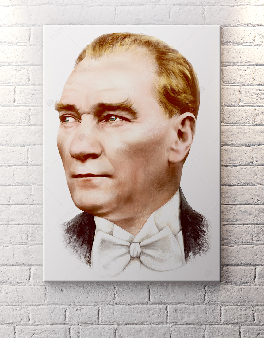 Ataturk Portre Cizim Kanvas Tablo