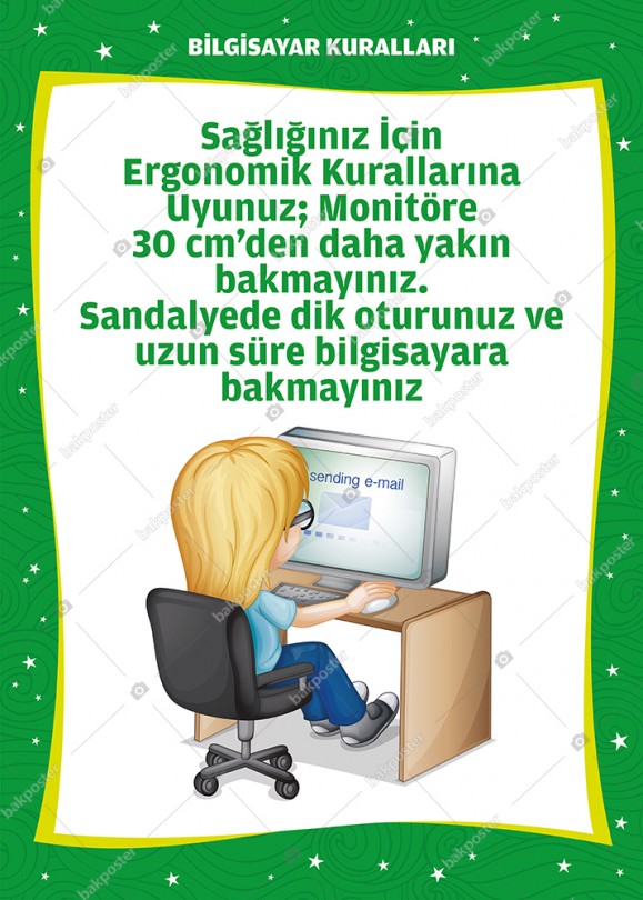 bilgisayar kurallari okul posteri