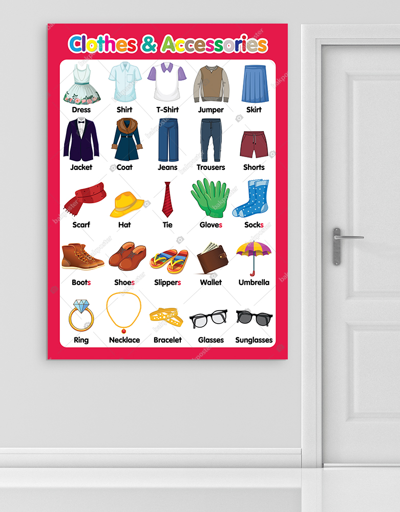 Clothes Accessories İngilizce Okul Posteri