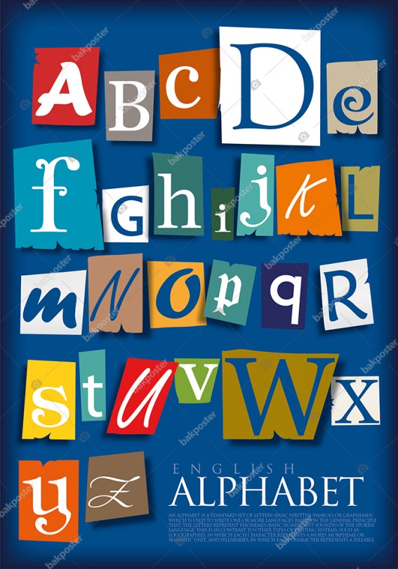 English Alphabet İngilizce Posteri 70x100 cm - Vinil ( Branda ) Afiş