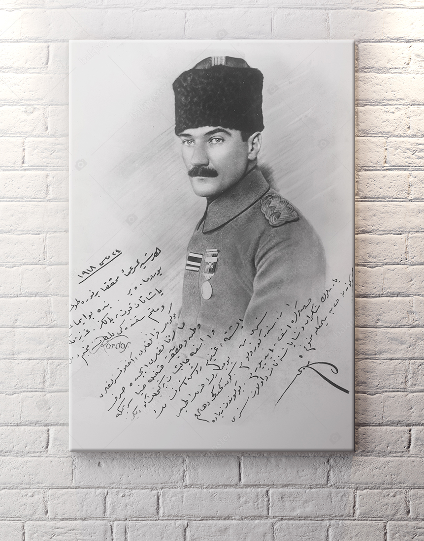 eski turkce yazili ataturk kanvas tablo