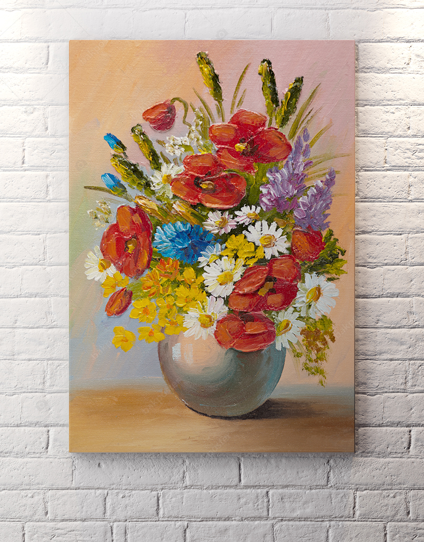 Kirmizi Cicekler Tablo Poster Afis 70x100 Cm Kanvas Tablo