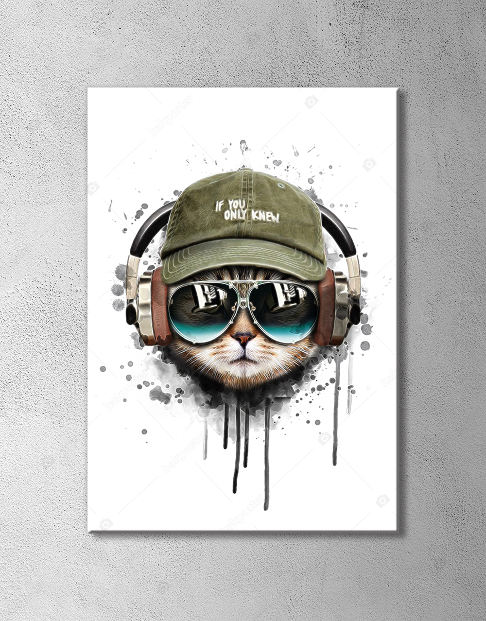 Müzik Dinleyen Kedi If You Only Knew 100x140 cm Folyo Sticker