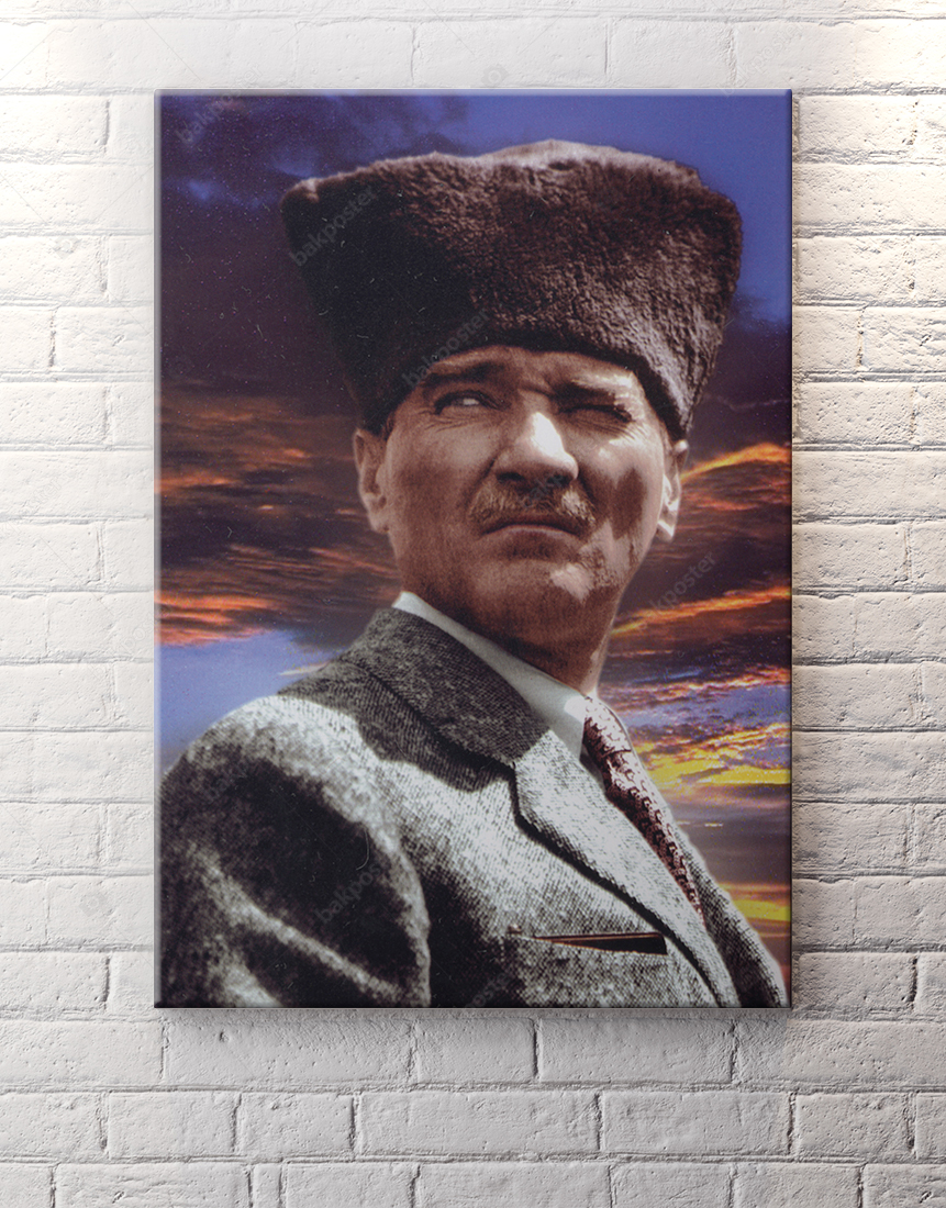 mustafa kemal ataturk kalpakli kanvas tablo