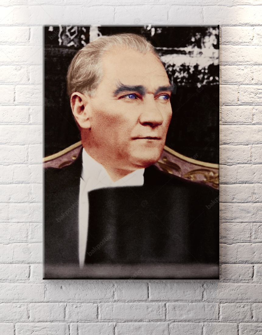 mustafa kemal ataturk renkli kanvas tablo