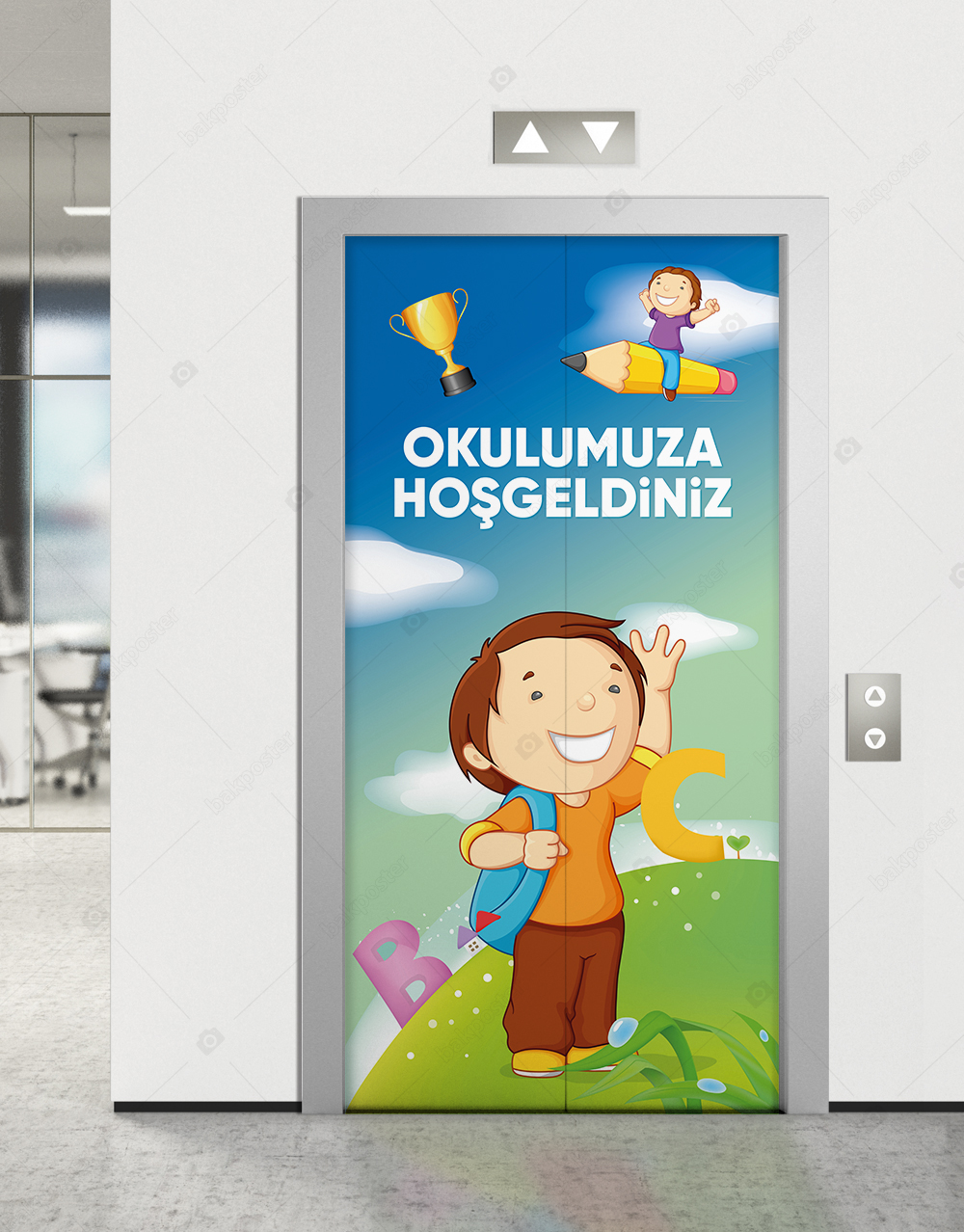 Okulumuza Hosgeldiniz Asansor Kapi Giydirme