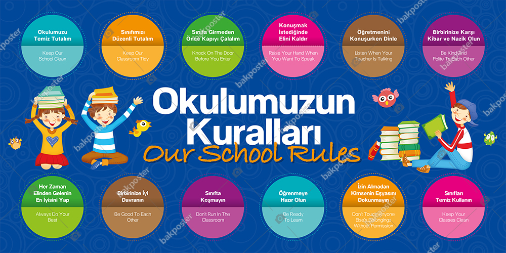 okulumuzun kurallari duvar pano okul posteri