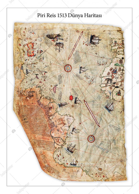 Piri Reis Dünya Haritası 150x210 cm - Duvar Kağıdı