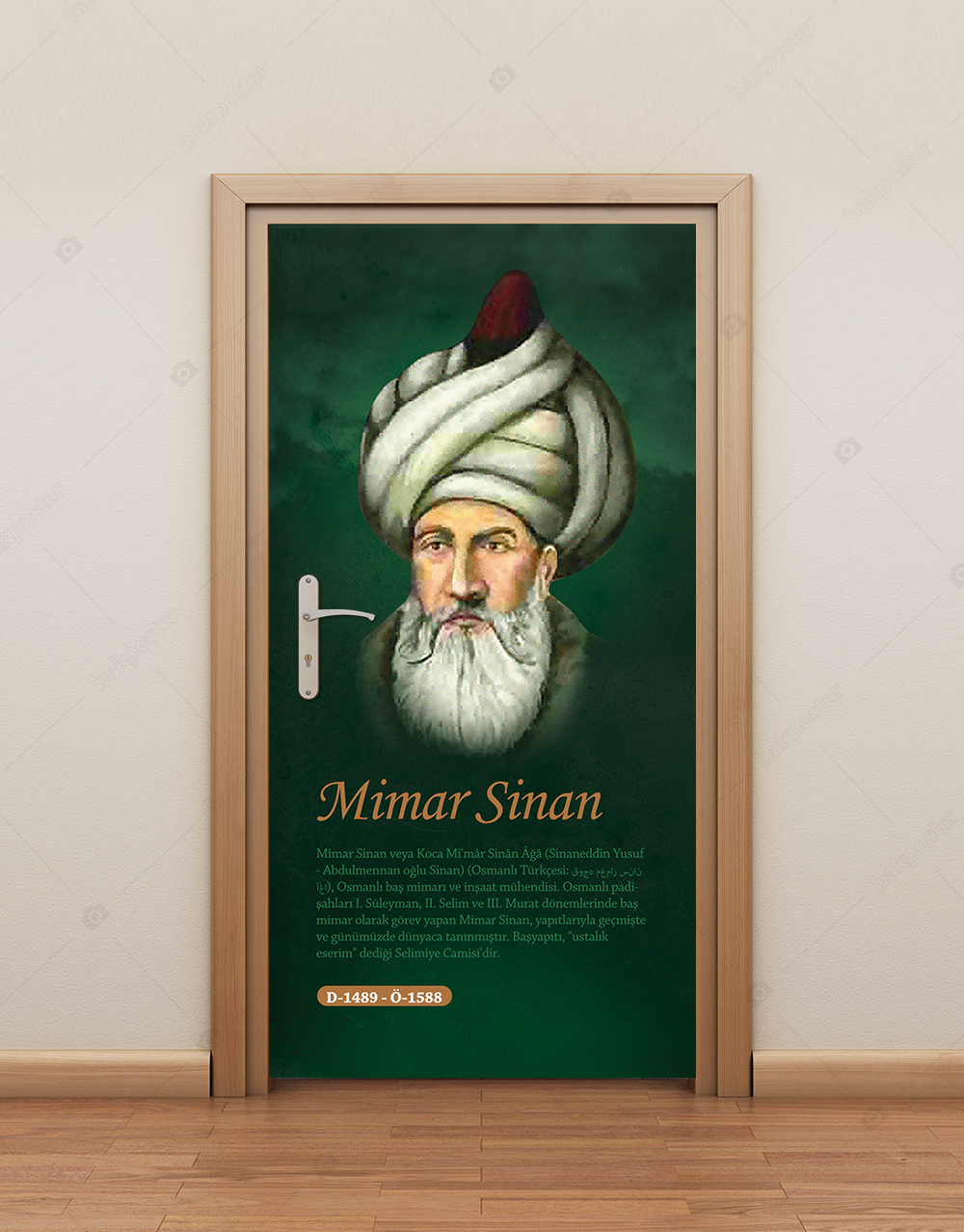 Turk Islam Buyukleri Mimar Sinan Kapi Giydirme 100x200 Cm Laminasyonlu Folyo