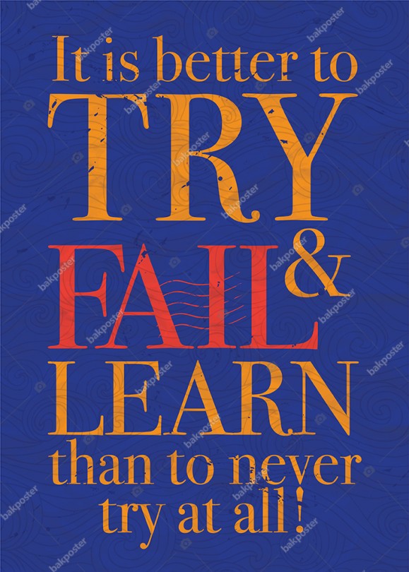 Try And Fail İngilizce Poster 70x100 cm - Duvar Kağıdı