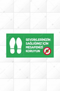 Corona Virüs Mesafeni Koru Zemin Etiketi