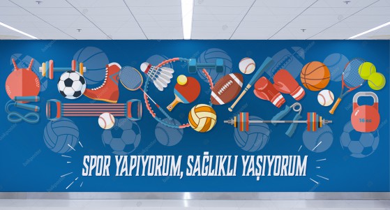 spor yapiyorum saglikli yasiyorum duvar giydirme